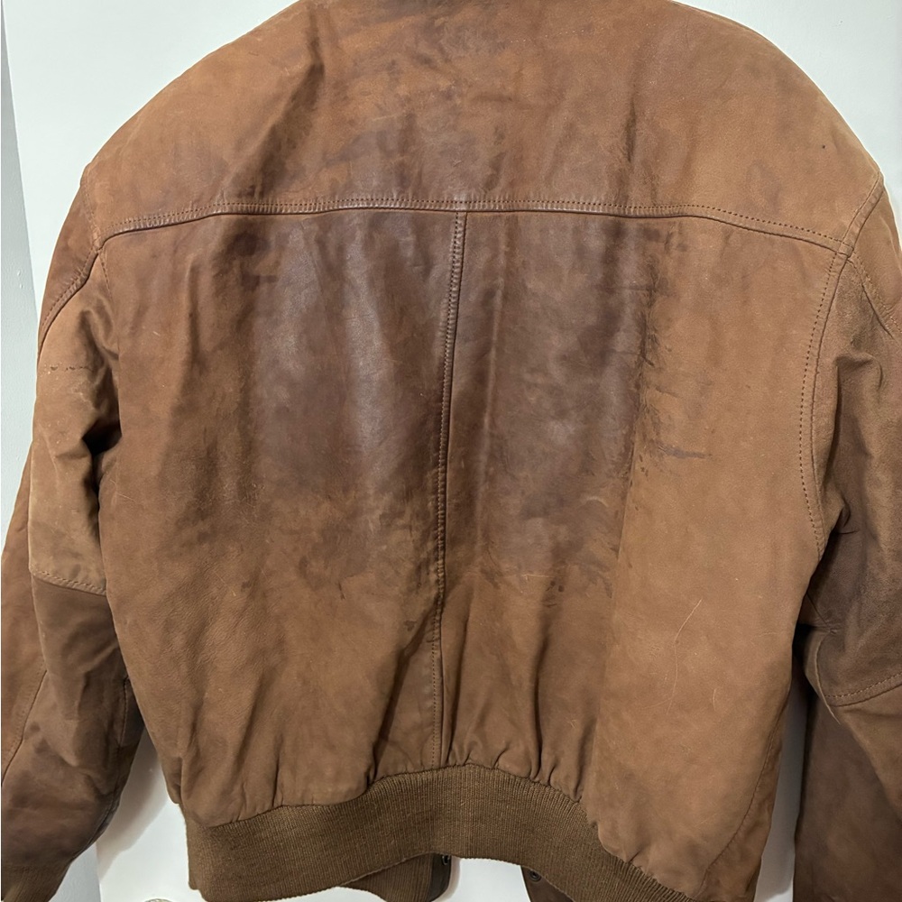vintage brown leather bomber jacket made by G-III. Size L - Picture 6 of 7